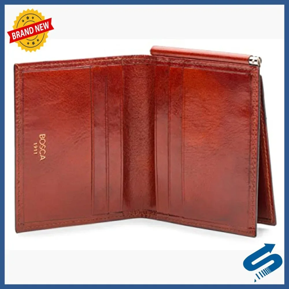 Leather Money Clip Wallet with Card Case Pocket for Men